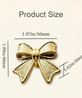 Six Piece Zinc Alloy Bow Drawer Knobs With Vintage Plating And Smooth Curved Handles For Dressers And Vanity Furniture Upgrades That Bring Main Character Energy To Your Space, 1.97in gold bow knob with measurements.