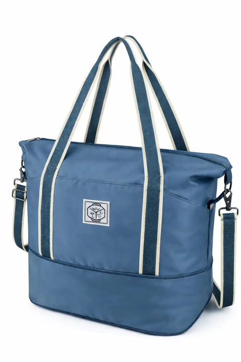 Peacock Blue Travel Duffle Bag For Everyday Getaways Foldable Waterproof Weekender Carry On With Wet Compartment And Detachable Strap