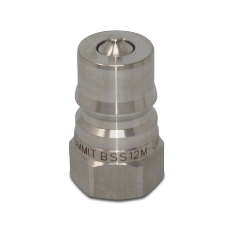 Heavy Duty 1/2 Inch NPT Stainless Steel ISO 7241B Quick Disconnect Hydraulic Coupler Set, durable and rugged, designed for tough tasks.