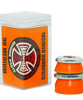 Orange Standard Conical Skateboard Bushings 90a Two Pairs With Washers for Flexible Ride-Ready Trucks visible in packaging
