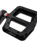 Non Slip Mountain Bike Pedals With Lightweight Nylon Fiber Platform For MTB And BMX 3 Bearing Cr Mo Spindle Rugged All Terrain Pedals Nine Sixteenth Inch Spindle Durable Abrasion Resistant Grippy For Rough Trails Built To Last, black pedal close-up