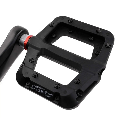 Non Slip Mountain Bike Pedals With Lightweight Nylon Fiber Platform For MTB And BMX 3 Bearing Cr Mo Spindle Rugged All Terrain Pedals Nine Sixteenth Inch Spindle Durable Abrasion Resistant Grippy For Rough Trails Built To Last, black pedal close-up