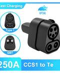 Ccs1 To Ccs2 Ev Charger Adapter 250Kw DC Fast Charging Converter for Tesla with heavy-duty build and IP56 water resistance.