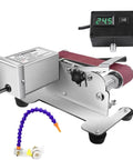 Badass Electric Knife Sharpener And Wet Bench Sander Featuring Ten Tough Sand Belts Plus Polishing And Grinding Wheels, close-up view with control panel.