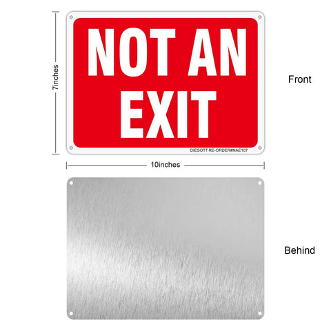 Two Pack Heavy Duty Aluminum Not Exit Signs Measuring Ten By Seven Inches showcasing front and back designs.