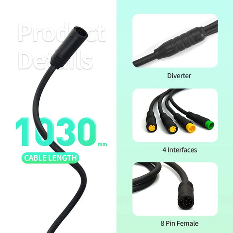 Waterproof Ebike Cable Controller With Display Throttle Ebrake For BBSHD 1T4 137cm Cable Length Built Tough Connects To Display Throttle And Two Brakes Fits BBS01 BBS02 Mid Motor E Bike Conversion Accessories