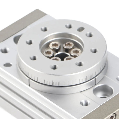Close-up of 180 Degree Rotary Pneumatic Cylinder Double Acting Pendular Actuator MSQB30A 30mm, alloy steel construction.