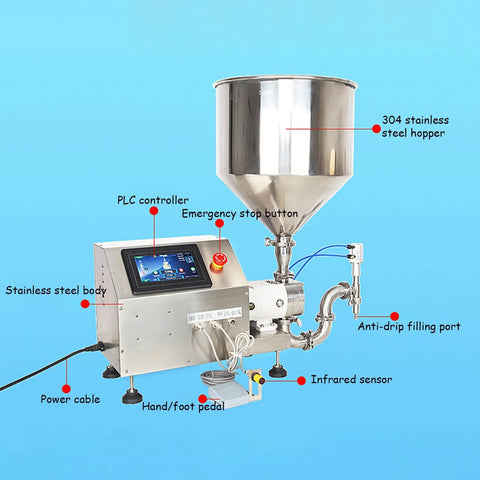 No Fuss Automatic Liquid Bottle Filling Machine With Drip Proof Stainless Steel Nozzle For Viscous Paste Honey And Semi Fluid Mess Free Easy Setup Auto Metering Dispenser with stainless steel body and LCD display.