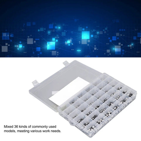 1520Pcs SMD Electrolytic Capacitor Kit With 36 Values From 1uF To 1000uF Aluminum Storage Box on digital background