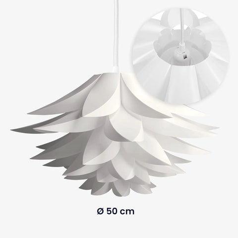 Dope Puzzle Pendant Lamp Shade Lotus Flower DIY Jigsaw Kit For Hanging Ceiling Light Or Floor Lamp White 20 Inch Diameter