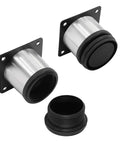 Top Shelf Adjustable Furniture Legs 4 Pack With Rock Solid Stainless Steel Build showing two metal leg inserts and one connector.