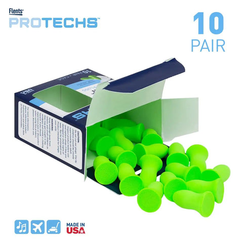 Multi Purpose Foam Ear Plugs With Case For Sleep Travel Work Concerts Shooting Snoring Studying And Loud Noise Reduction NRR 33 Green Made In USA 10 Pairs