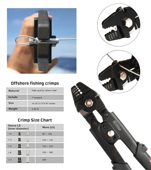 Wire Rope Swager For Crimping Fishing Lines Up To 2.2mm Hardened Steel Jaws With Black Oxide Finish Pro Grade Tool