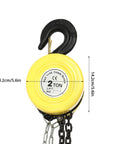 4400 Lb Capacity Chain Hoist With 2 Ton Manual Hand Chain Block, 10 Ft Lifting Height, yellow alloy steel body, close-up view