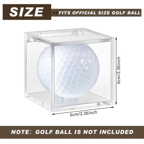 Clear acrylic display cube, 2.36 inch, for golf ball collectibles. Nine Piece Golf Ball Display Cubes Set, Clear Acrylic Ball Stands For Memorabilia And Baseball Collectibles, Each 2.36 Inch Cube, Durable Display Case Kit For Showing Off Your Ball Collection.