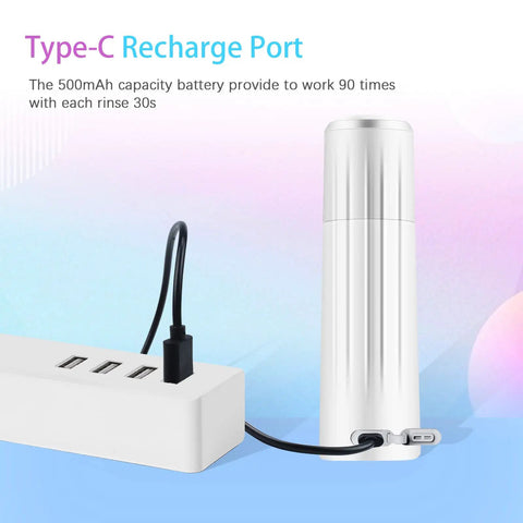 Super Handy Electric Portable Bidet For On The Go Clean Up Rechargeable Mini Handheld Sprayer With USB Cable connected