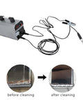 All In One 1000W Stainless Steel Weld Bead Processor And Arc Welder Kit showing before and after weld cleaning results.
