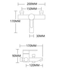 Stainless Steel Wall Mounted Tub Faucet With Brushed Nickel Finish Single Lever Shower Tap Ceramic Cartridge Built In Aerator dimensions