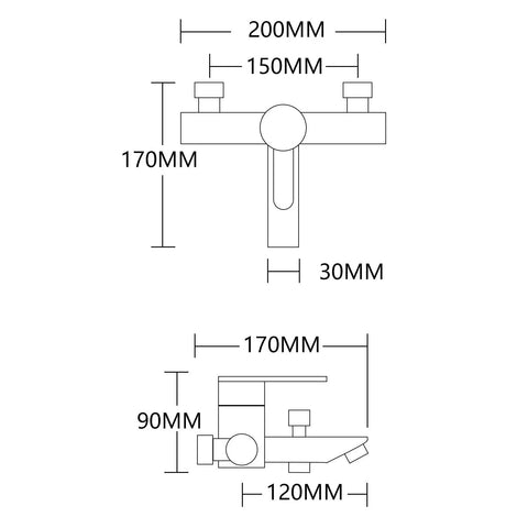 Stainless Steel Wall Mounted Tub Faucet With Brushed Nickel Finish Single Lever Shower Tap Ceramic Cartridge Built In Aerator dimensions