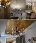 42 Inch Crystal Chandelier Modern Ceiling Light Fixture with 18 Lights for Dining Room G9 Bulbs Included shining in various rooms