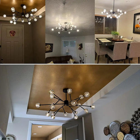 42 Inch Crystal Chandelier Modern Ceiling Light Fixture with 18 Lights for Dining Room G9 Bulbs Included shining in various rooms
