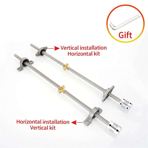 Get Your Project Rolling With This Awesome T8 Lead Screw 8mm Kit Featuring A Vertical Screw Coupling For Smooth Movement Plus A Rock Solid Horizontal Bracket And Bearing Support Assembly Perfect For Building CNC Machines Or DIY Lifting Gear That T8 8mm lead screw kit with coupler and bearing supports for CNC vertical or horizontal installation