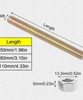 Straight Up Reliable M8 Metal Tabletop Fasteners And Countertop Block Connectors With Half Moon Nuts And Hex Bolt Screws For Rock Solid DIY Furniture Assembly And Workshop Projects Pack Of Ten Pieces showing M8 hex bolt and dimensions.