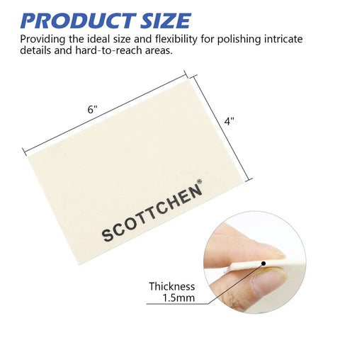4 Pack Pro Grade Wool Polishing Cloths For Buffing And Lapping 6 Inch By 4 Inch By 1.55mm size and thickness diagram