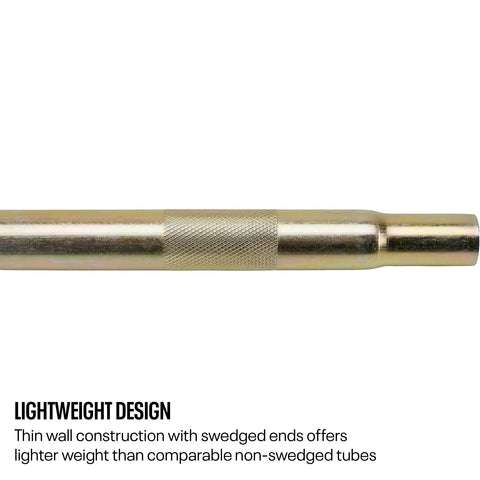 Durable Steel Tube For Five Eighth Inch Thread Rod Ends, Seven Eighths Inch Outer Diameter, Thirteen Inch Length, Zinc Plated For Corrosion Resistance, Dual Right Hand And Left Hand Threads For Quick Length Adjust, Knurled Grip For Easy Spinning, knurled steel tube