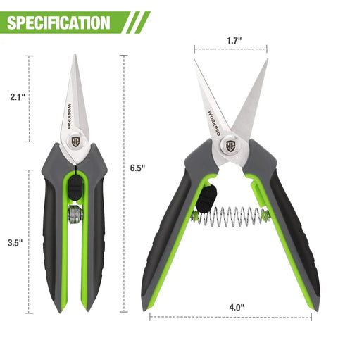 Two Pack Garden Pruning Shears With Sheath 6.5 Inch Small Hand Pruners Snips Clippers Spring Loaded Comfort Grip Tiny But Mighty Precision Straight Blades