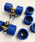 Evolve Roller Derby Wheel Set For Indoor Skating Red 95A High Performance Wheels With Ultra Grip, displayed with skate setup.