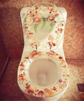 Universal Slow Close Toilet Seat Cover With Thickened Resin Construction And Waterproof Printed design on toilet lid.