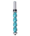 Rock Solid Flush Trim Spiral Carbide Router Bit For Woodworking Pros That Cuts Clean Through Plywood And Hardwood Fast Without Splintering, 3/4 dia, 1/2 shank, blue finish.