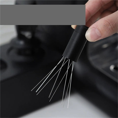 Professional Game Changing Coffee Distribution Tool With Magnetic Stand And Adjustable Wdt Needle Barista Coffee Stirrer close-up of WDT needle.
