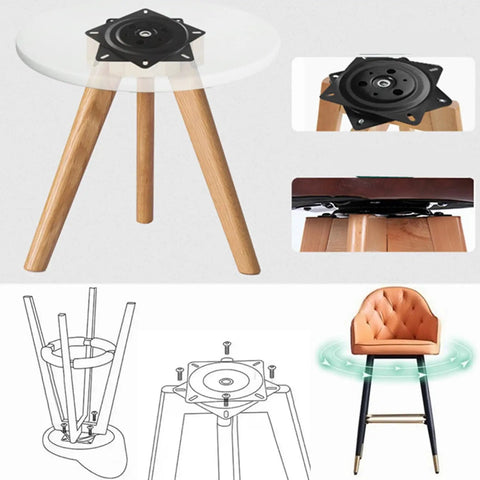 Heavy Duty Bar Stool Swivel Replacement for Recliner Chair Two Pack 6 Inch Ball Bearing Swivel Mount Plate shown with applications