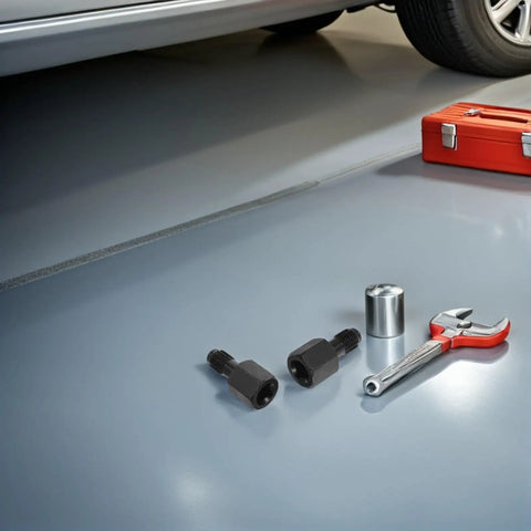 Heavy Duty Thread Repair Insert Kit For Car Engines, 2 Piece Steel Rethreading Tool Set with wrench in workshop.