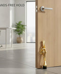 Foot Pedal Door Stop With Weighted Base For Hands Free Entry Fits Standard Interior Doors Zinc Alloy Floor Holder in use