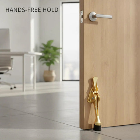 Foot Pedal Door Stop With Weighted Base For Hands Free Entry Fits Standard Interior Doors Zinc Alloy Floor Holder in use