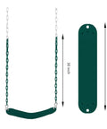 Toddler And Kids Swing Seat Set For Indoor Outdoor Fun, Heavy Duty High Back EVA Seats With Iron Chains, Green Pack Of 2, dimensions view