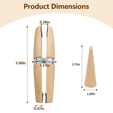 Dimensions of Wooden Ring Clamp With Leather Jaws And Dope Wedge Lock For Easy Ring Setting And Jewelry Making Handy Tool, 5.90in by 1.57in