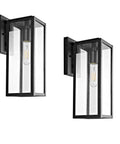 Outdoor Wall Sconce Lights 15 Inch Exterior Lantern With Clear Glass In Black for Porch and Patio, shown in pair.