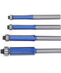 Get Your Hands On These Ycauty Tungsten Steel Flush Trim Router Bits, 4 piece blue coated bits for woodworking.