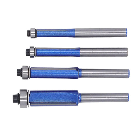 Get Your Hands On These Ycauty Tungsten Steel Flush Trim Router Bits, 4 piece blue coated bits for woodworking.