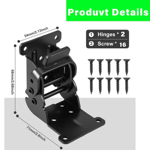 4 Pack Heavy Duty Folding Brackets with 0 90 180 Degree Self Lock Hinges and Screws for Folding Table Legs, black steel.