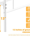 Rock Solid Heavy Duty White Twin Bed Frame With Headboard And Footboard Metal Platform Base Steel Slat Support showing 13 inches of ground clearance.