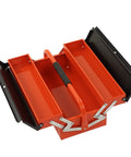 Portable Cantilever Toolbox With Retractable 3 Tray Metal Rolling Organizer For Heavy Duty Workshop Garage Storage, open view
