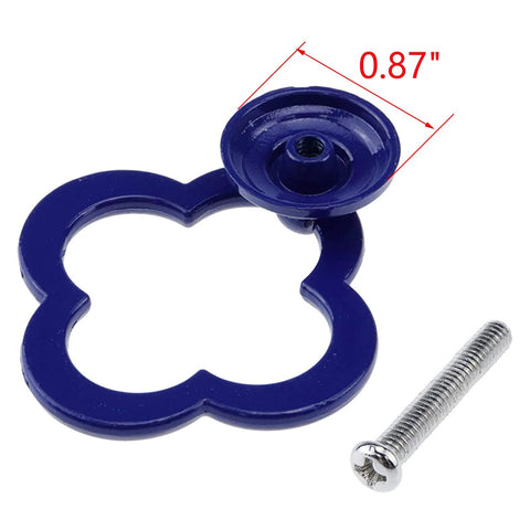 12 Pack Royal Blue Four Leaf Clover Cabinet Knobs And Drawer Pulls Zinc Alloy Hardware base and screw