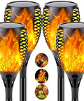 Outdoor Solar Torch Lights 4 Pack With Dancing Flame LEDs That Look Totally Lit Waterproof Garden Pathway Lights For Patio And Yard
