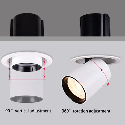 Six Pack 4 Inch Rotatable LED Recessed Downlights 18W COB Dimmable Anti Glare Color Temperature Adjustable ceiling mount detail