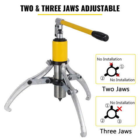Heavy Duty Hydraulic Wheel Bearing Puller Kit 10 Ton Separator Tool with 2 or 3 jaws, alloy steel, for hub and bearing removal